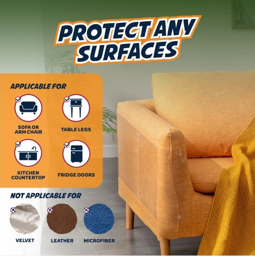 Clear Furniture Protectors for Cats - 10 Pack